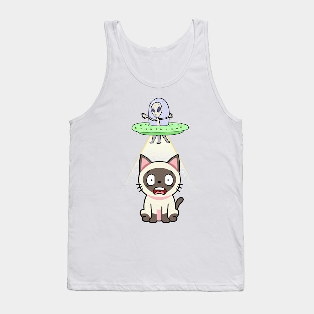 Cute siamese cat is abducted by aliens Tank Top by Pet Station